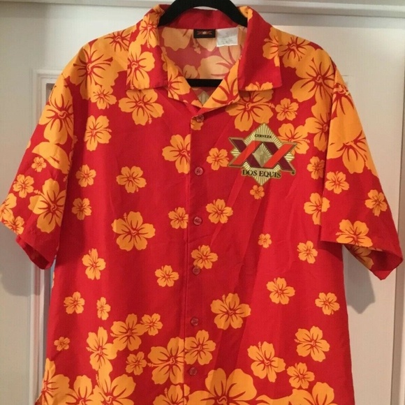 Dos Equis XX Cerveza Beer L Hawaiian Shirt Men's - Picture 1 of 8